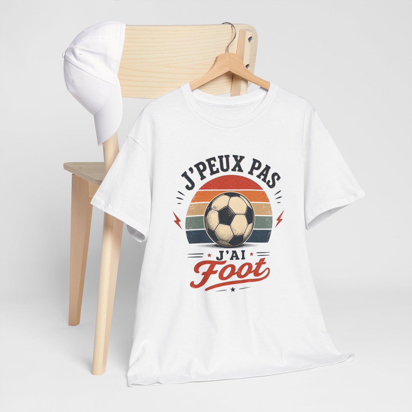 T-Shirt Football Homme Femme – J’Peux Pas J’Ai Foot – Tee Shirt Ballon Football Vintage Supporter Joueur Entraînement Match Cadeau Passion Football