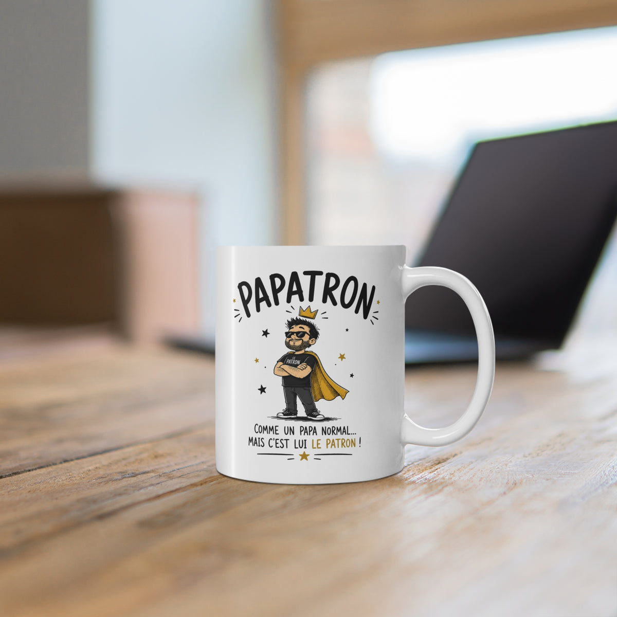 Mug Papatron – Comme un Papa Normal Mais C’est Lui le Patron – Tasse Humoristique pour Papa – Idée Cadeau Originale Anniversaire Fête des Pères Noël