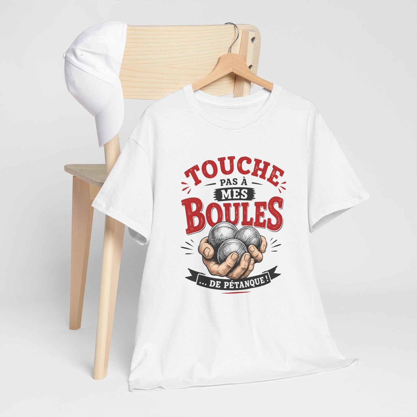Tee-Shirt Touche Pas à Mes Boules de Pétanque – Cadeau Humour Pétanque Homme Femme Bouliste