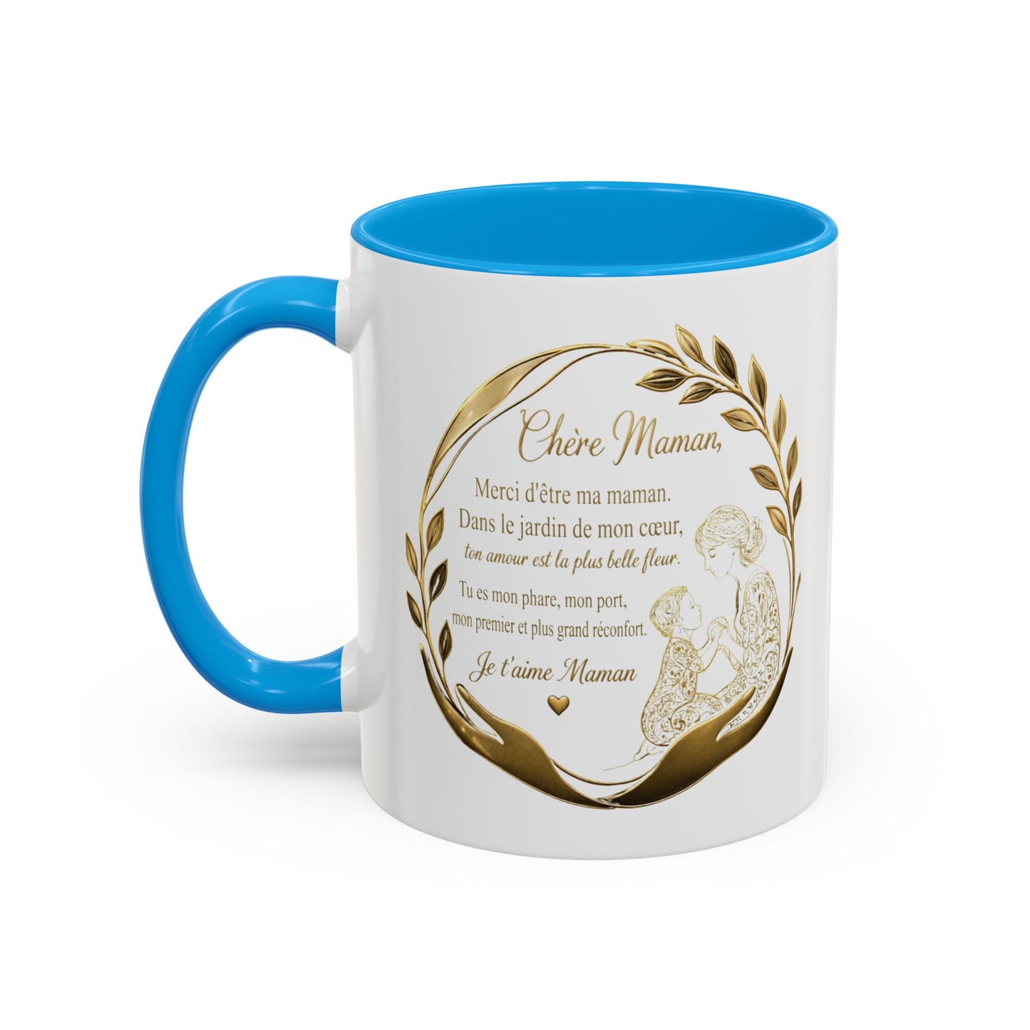 Tasse Maman Message Amour 325ml – Mug Céramique Cadeau Mère Élégant Doré Citation Touchante Famille
