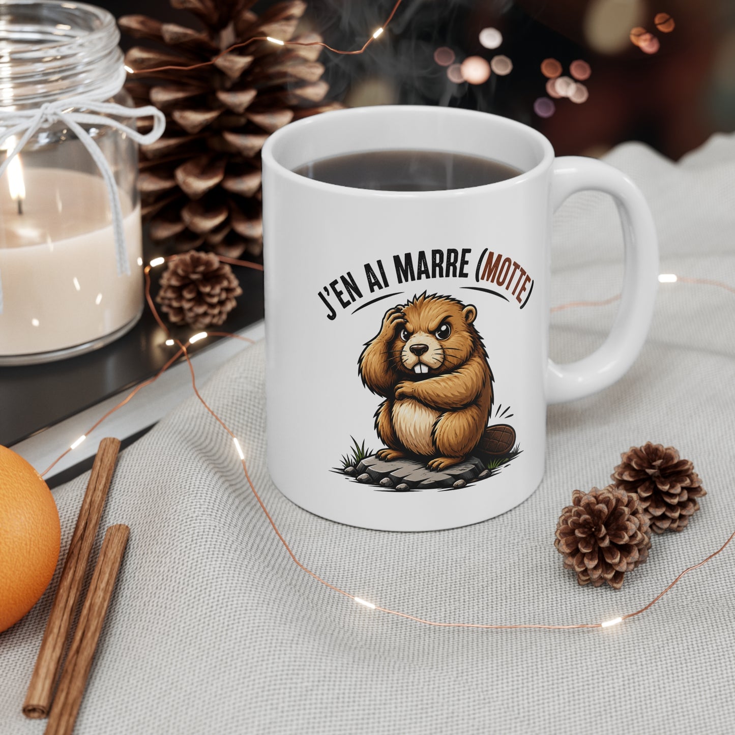 Mug J’en Ai Marre Motte – Tasse Humoristique avec Marmotte – Jeu de Mots Drôle – Idée Cadeau Originale Humour