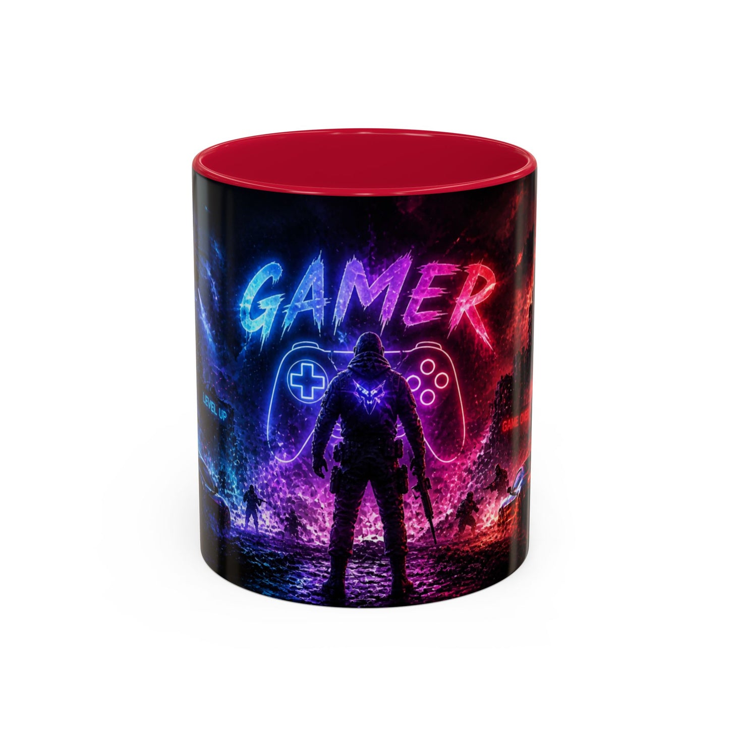 Tasse Gamer Néon Futuriste – Mug Jeux Vidéo Manette et Univers Gaming – Design Arcade Coloré – Céramique 325ml
