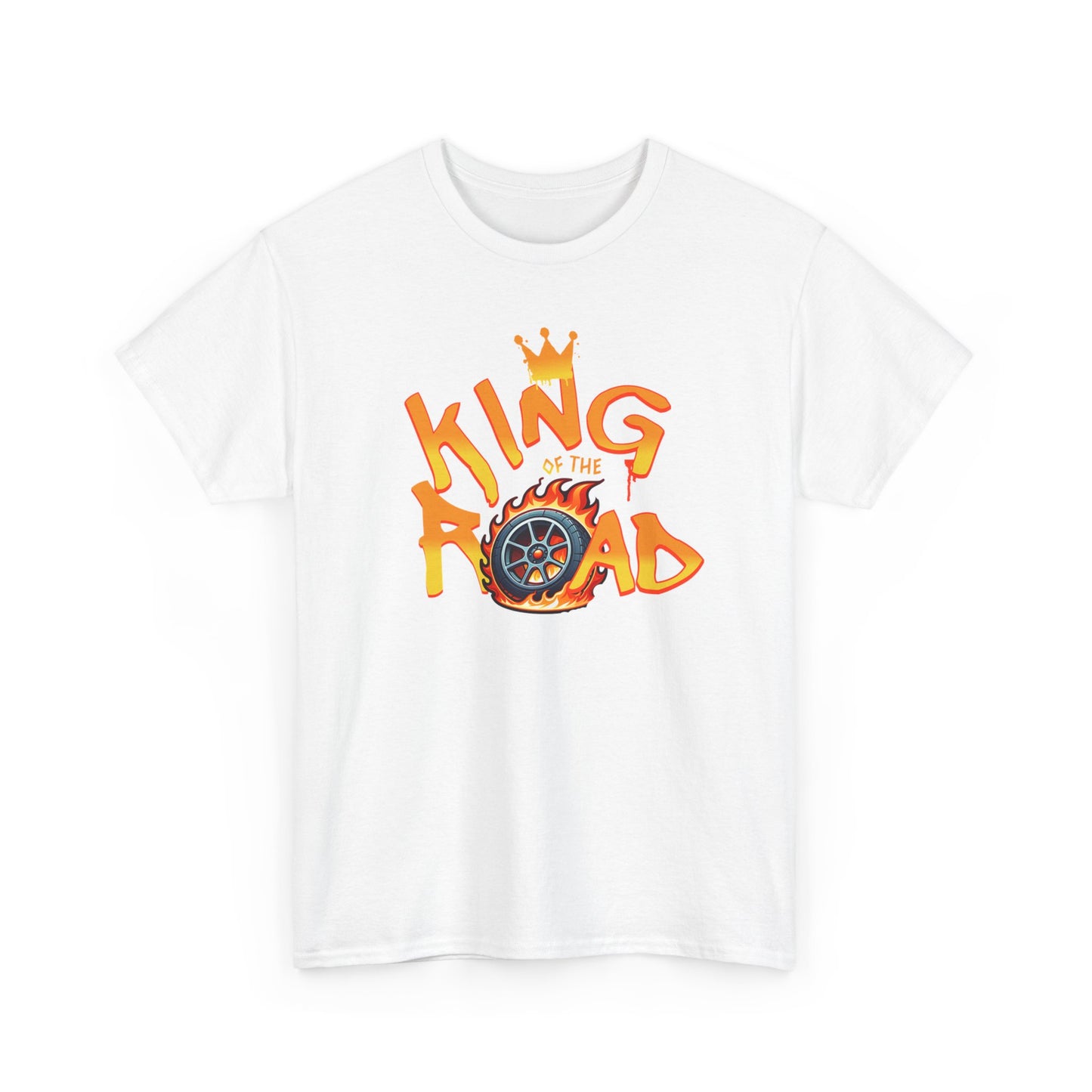 T-Shirt King of the Road Homme Femme – Tee Shirt Voiture Racing Flamme – Cadeau Passion Auto Noir Blanc Gris