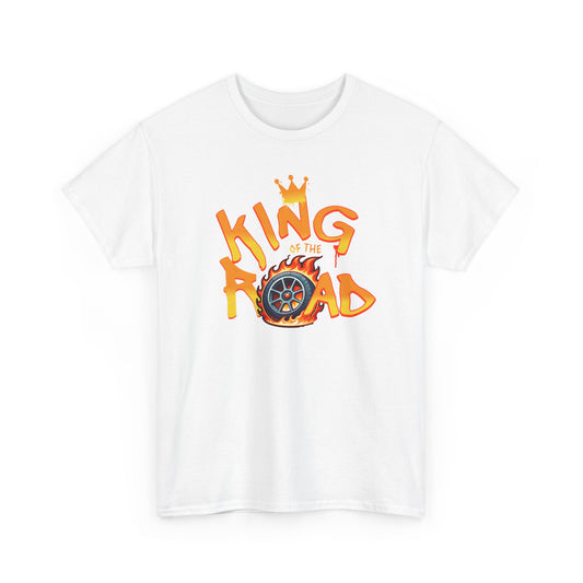 T-Shirt King of the Road Homme Femme – Tee Shirt Voiture Racing Flamme – Cadeau Passion Auto Noir Blanc Gris