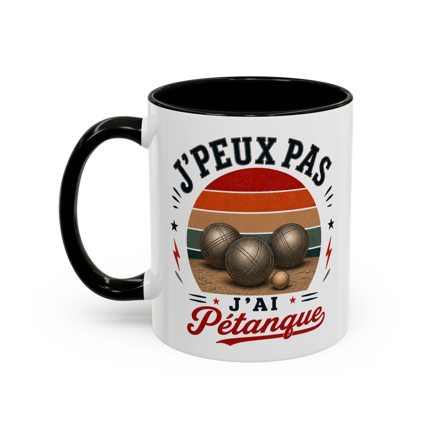 Tasse J’Peux Pas J’Ai Pétanque – Mug Humour Joueur de Boules Vintage – Cadeau Pétanque Homme Femme 325ml