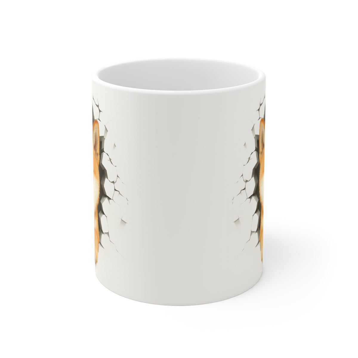 Mug Shiba Inu Effet Mur Cassé – Tasse Chien 3D Trompe-l’œil – Cadeau Original Amoureux du Shiba Inu