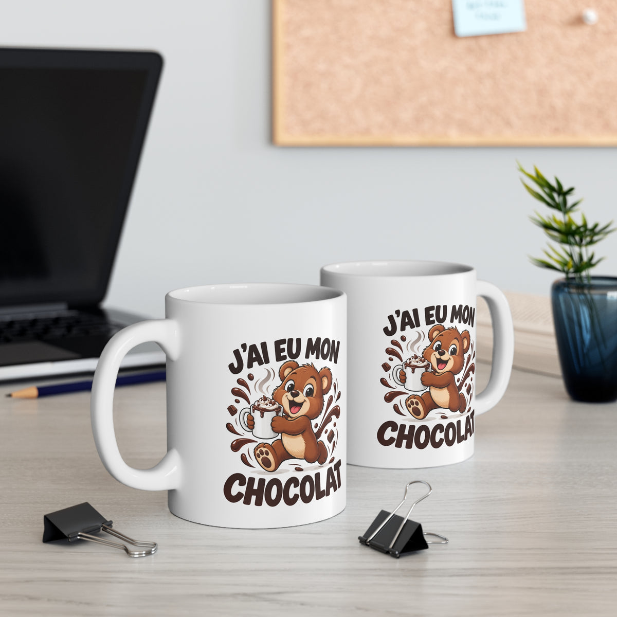 Mug Humour Chocolat – J’ai Eu Mon Chocolat – Tasse Ourson Gourmand – Cadeau Original Amateur de Chocolat Homme Femme