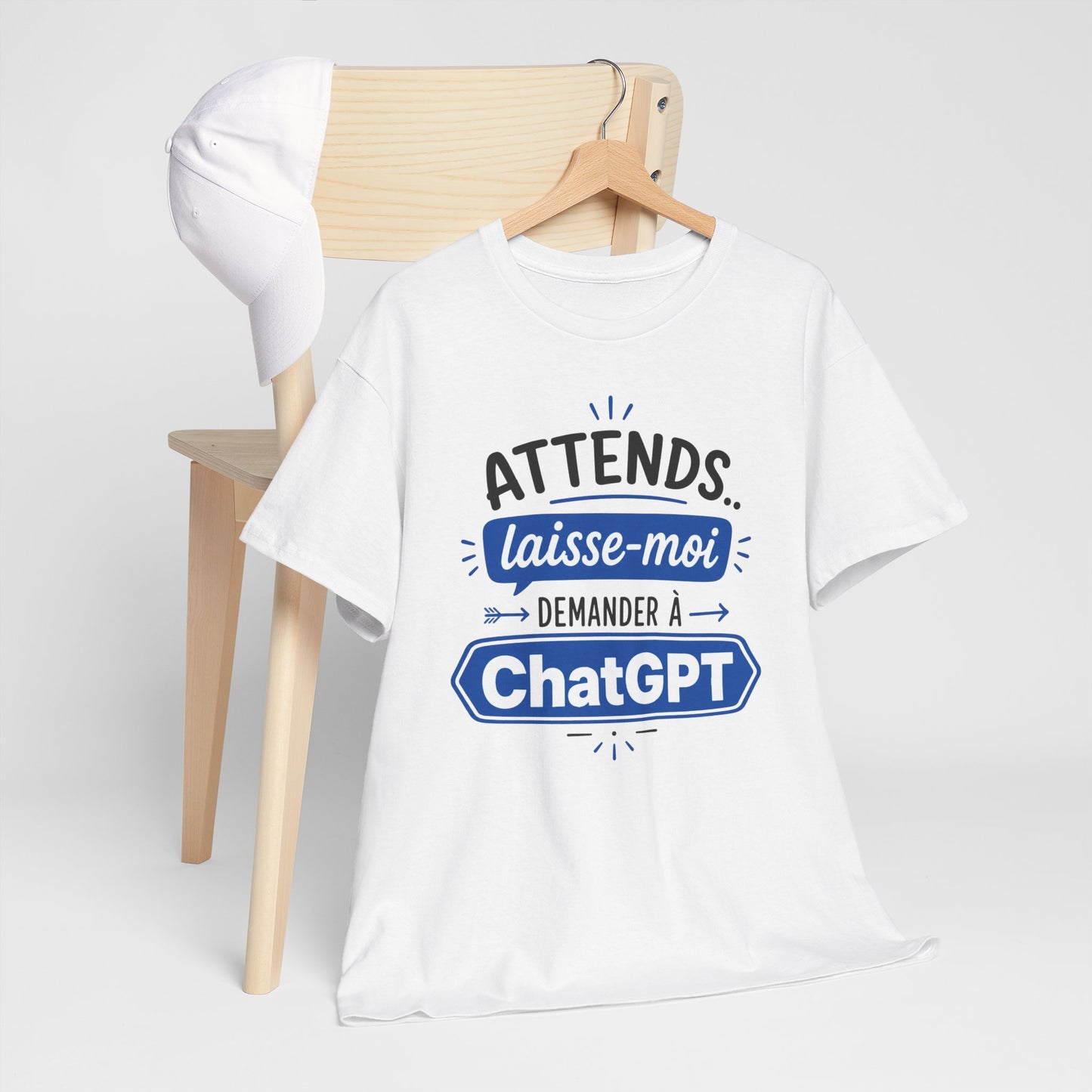 Tee-Shirt Humour Intelligence Artificielle – Attends Laisse-Moi Demander à l’IA – Cadeau Geek Informatique Homme et Femme