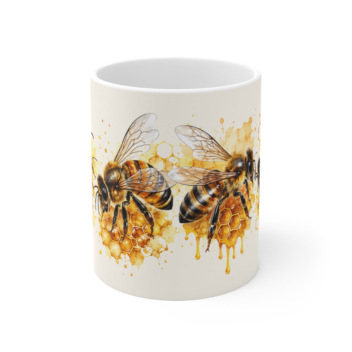 Tasse Abeilles et Miel – Mug Nature Ruche et Alvéoles – Cadeau Femme Homme Apiculteur 325ml