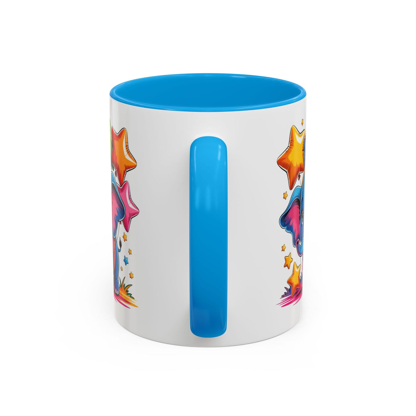Mug Éléphant Mignon Multicolore – Tasse Design Kawaii Animaux et Ballons Étoiles – Cadeau Original 325ml