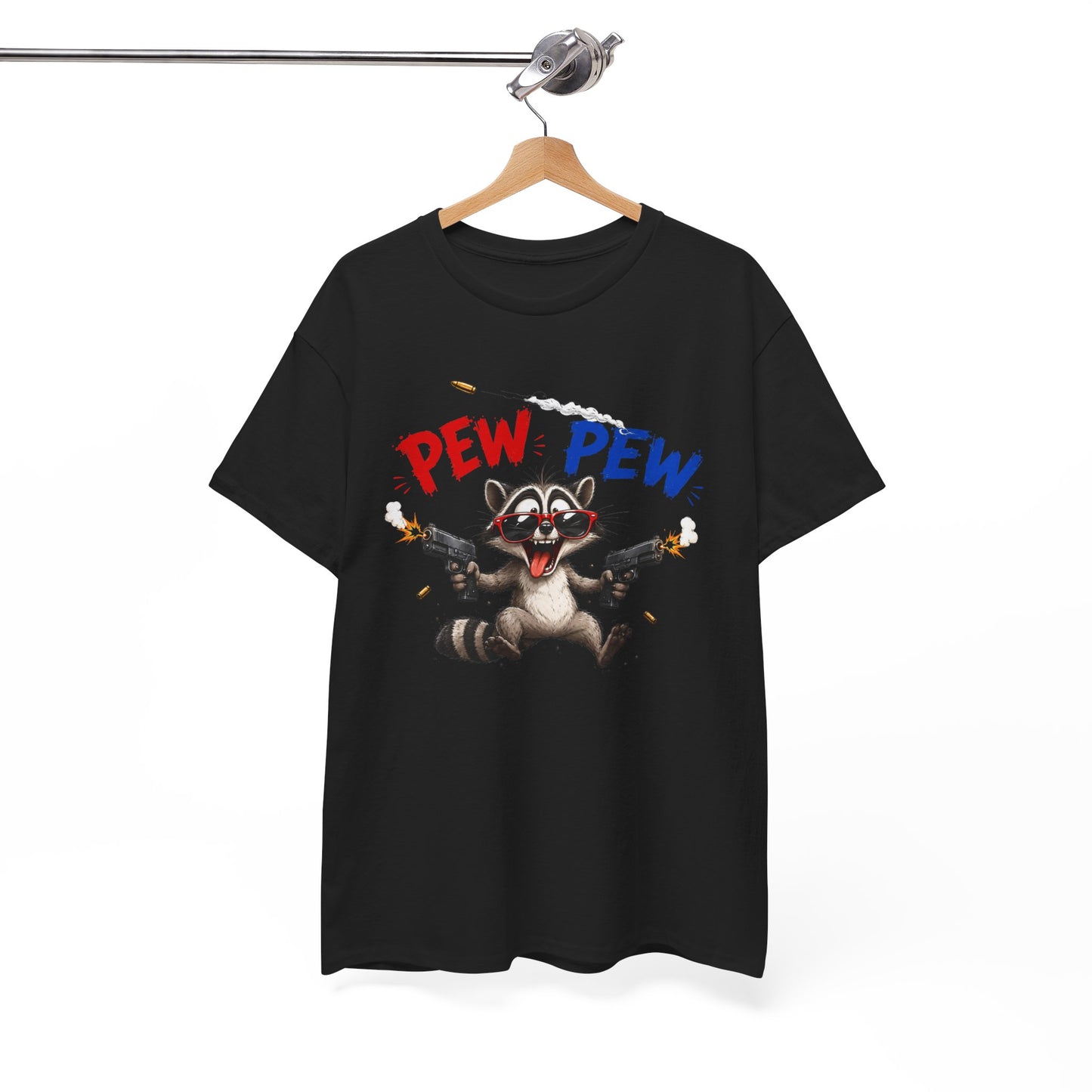 Tee-Shirt Pew Pew Raton Laveur Humour – Cadeau Drôle Homme Femme – Design Cartoon Original