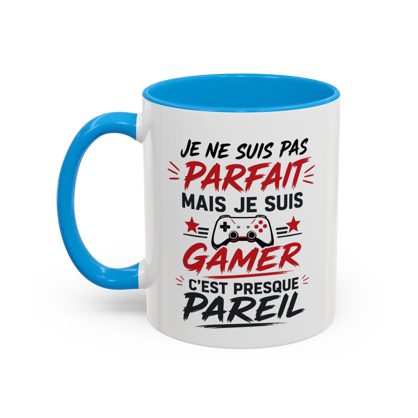 Mug Gamer Humour – Je Ne Suis Pas Parfait Mais Je Suis Gamer – Tasse Geek Drôle Cadeau Gaming Céramique 325ml Noir Rouge
