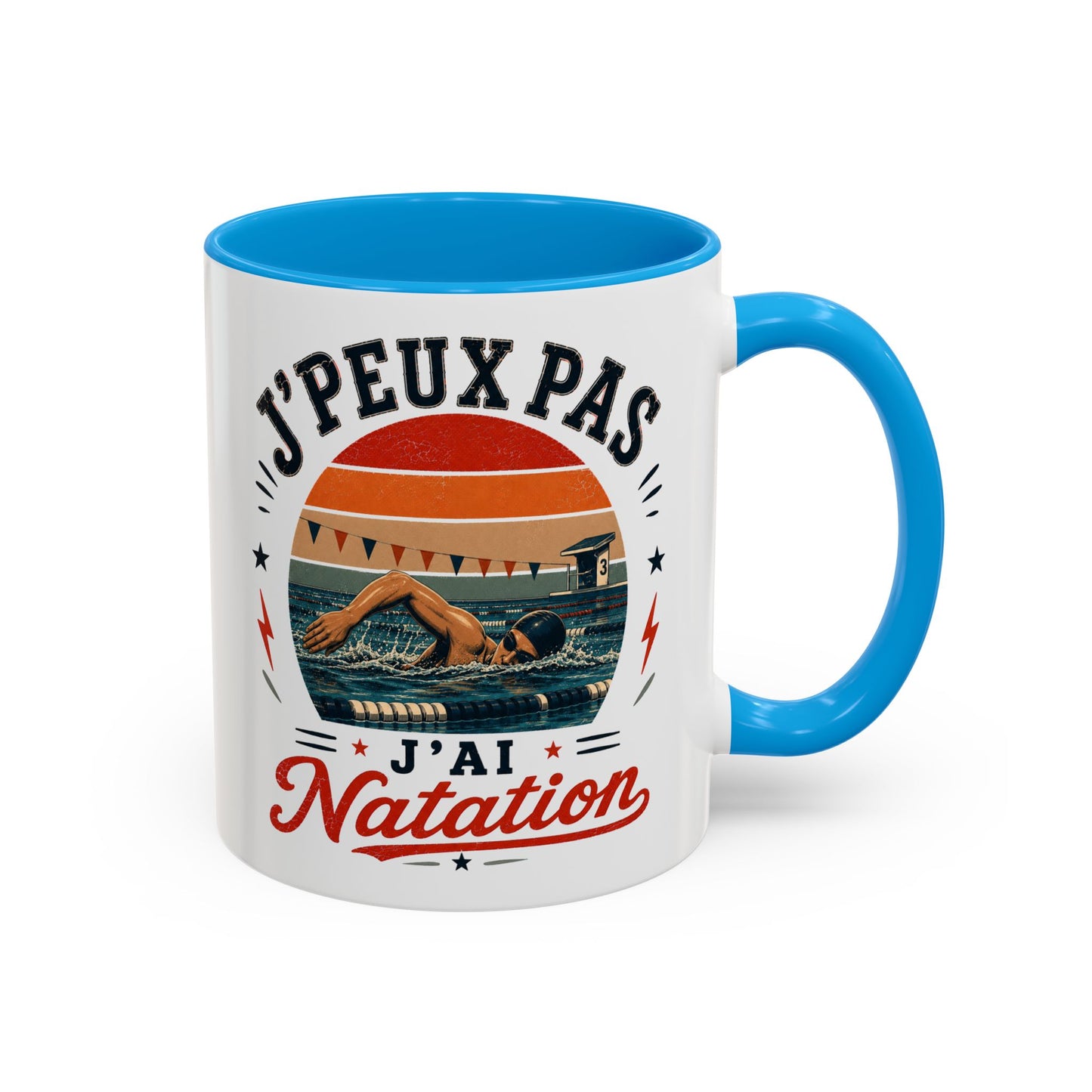 Tasse J’Peux Pas J’Ai Natation – Mug Nageur Vintage Humoristique – Cadeau Passion Natation Homme Femme 325ml