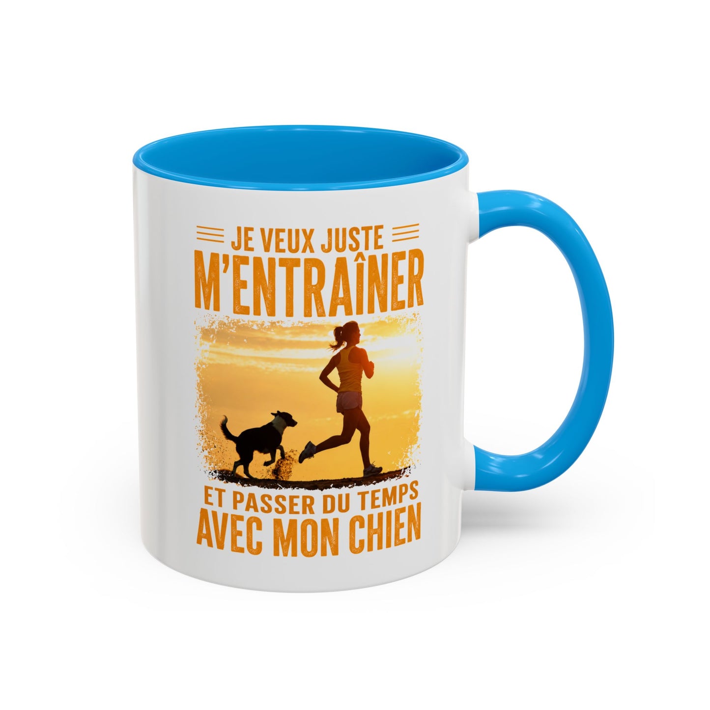 Mug Running Femme avec Chien – Tasse Course à Pied Jogging Sport – Cadeau Coureuse Amoureuse des Chiens Noir Bleu Rouge