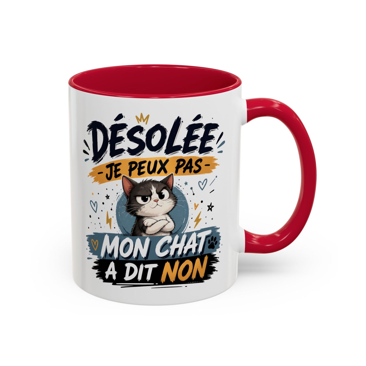Tasse Désolée Je Peux Pas Mon Chat A Dit Non – Mug Humour Chat Mignon – Cadeau Amoureux des Chats 325ml