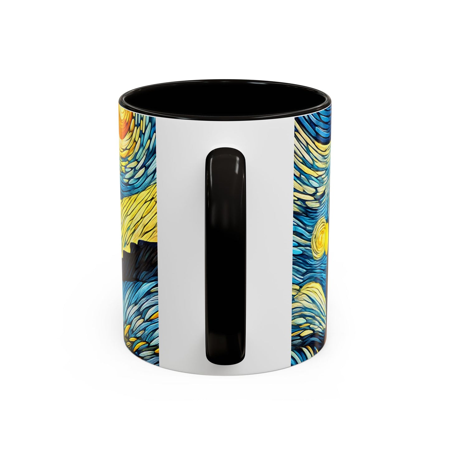 Mug Chaton Style Van Gogh – Tasse Artistique Nuit Étoilée avec Chat Orange aux Yeux Bleus – Cadeau Amoureux des Chats 325ml