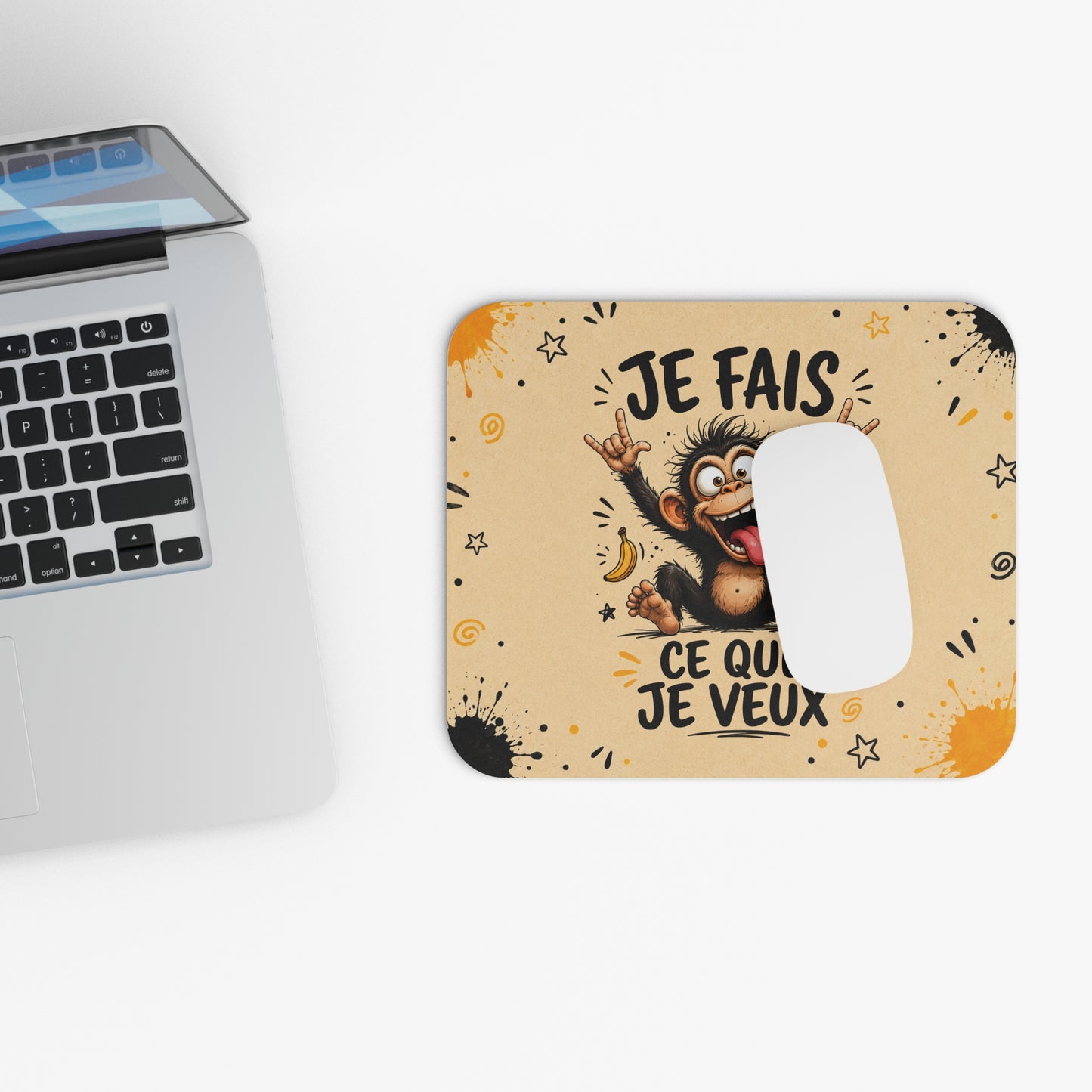 Tapis de Souris 22x18cm Je Fais Ce Que Je Veux – Singe Drôle et Déjanté – Cadeau Humour Bureau Homme et Femme