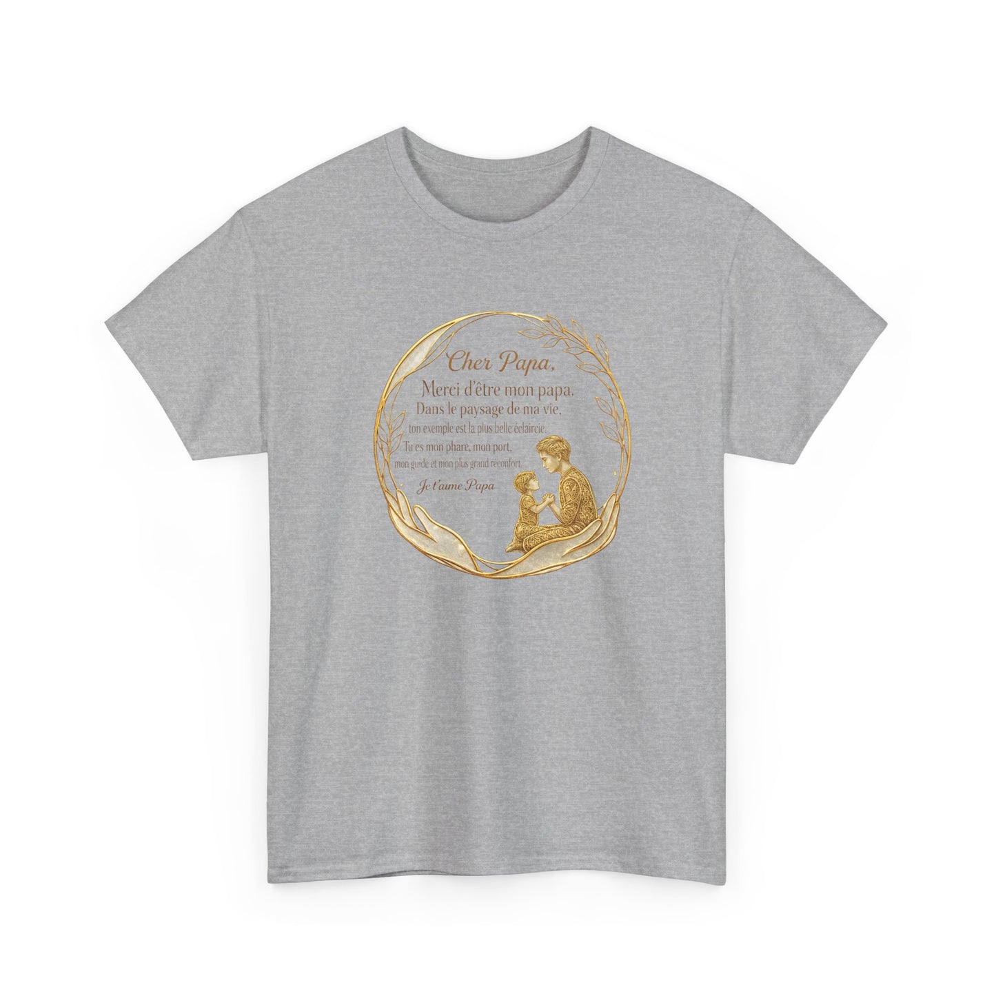 T-Shirt Cadeau Papa Texte Émotionnel – Tee Shirt Fête des Pères Original – Message Amour Papa Élégant