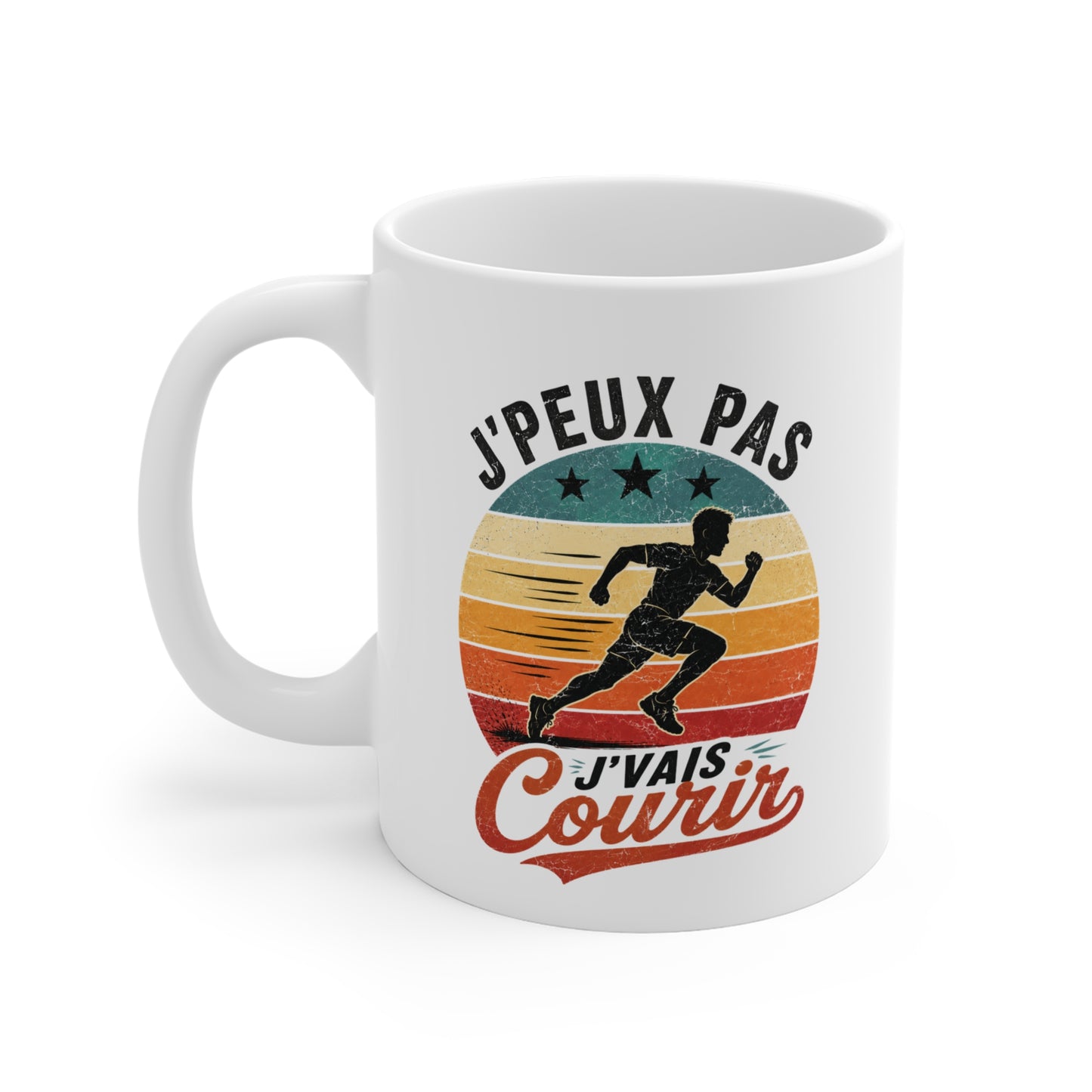 Tasse J’Peux Pas J’Vais Courir – Mug Homme Running Vintage Sport Jogging Marathon Cadeau Coureur 325ml