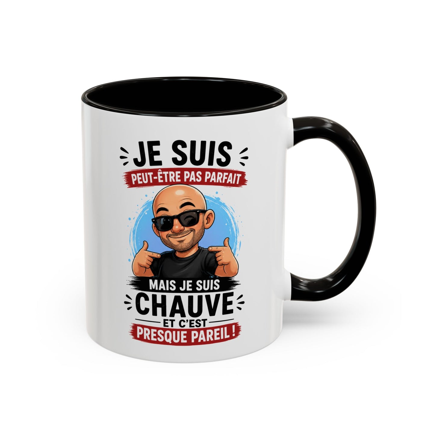 Tasse Je Suis Peut-Être Pas Parfait Mais Je Suis Chauve – Mug Humour Homme Chauve – Cadeau Homme 325ml
