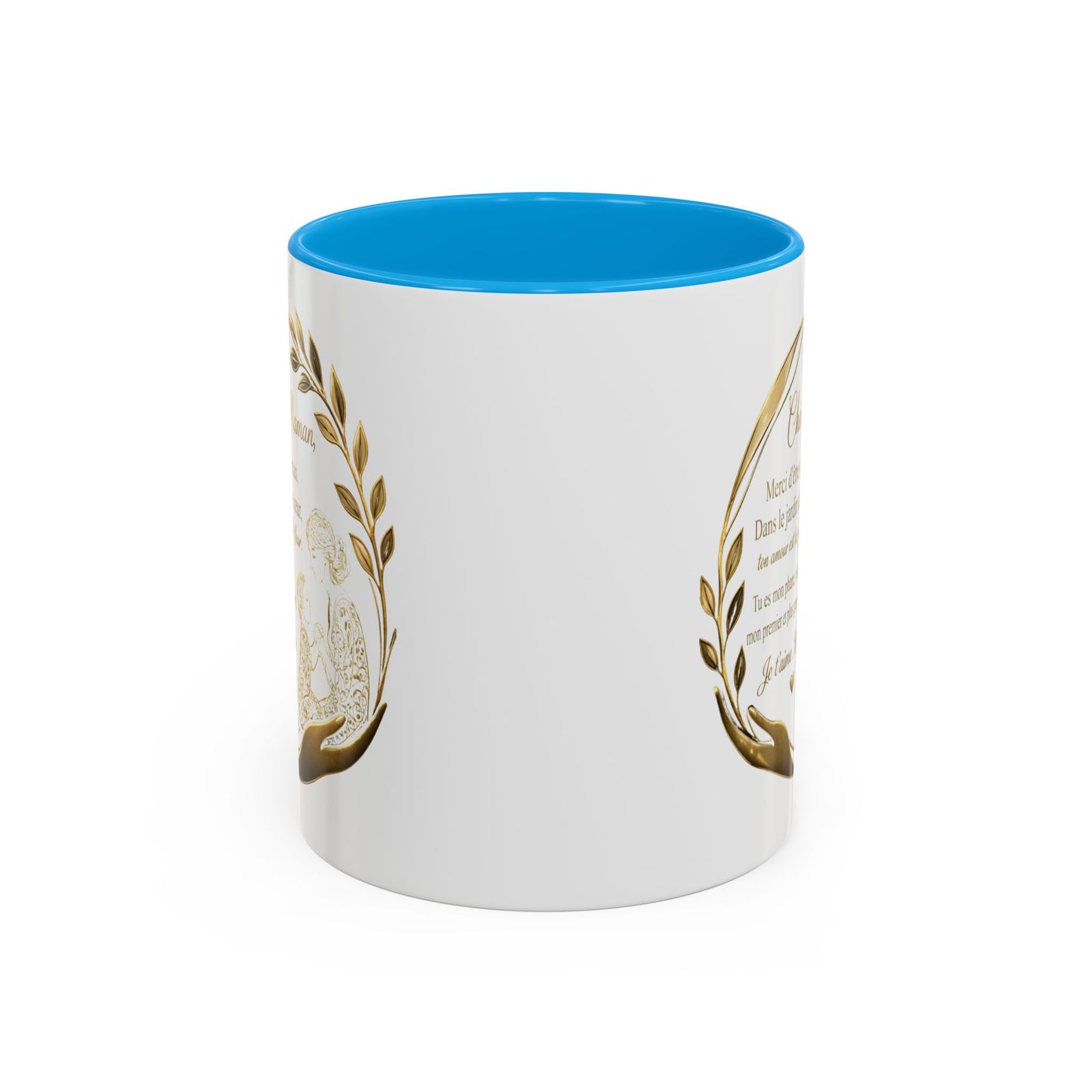 Tasse Maman Message Amour 325ml – Mug Céramique Cadeau Mère Élégant Doré Citation Touchante Famille
