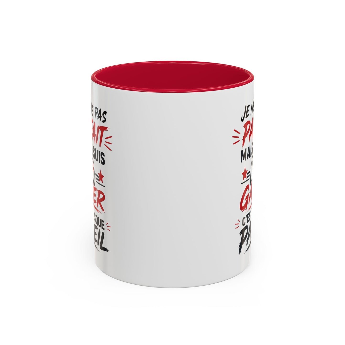Mug Gamer Humour – Je Ne Suis Pas Parfait Mais Je Suis Gamer – Tasse Geek Drôle Cadeau Gaming Céramique 325ml Noir Rouge