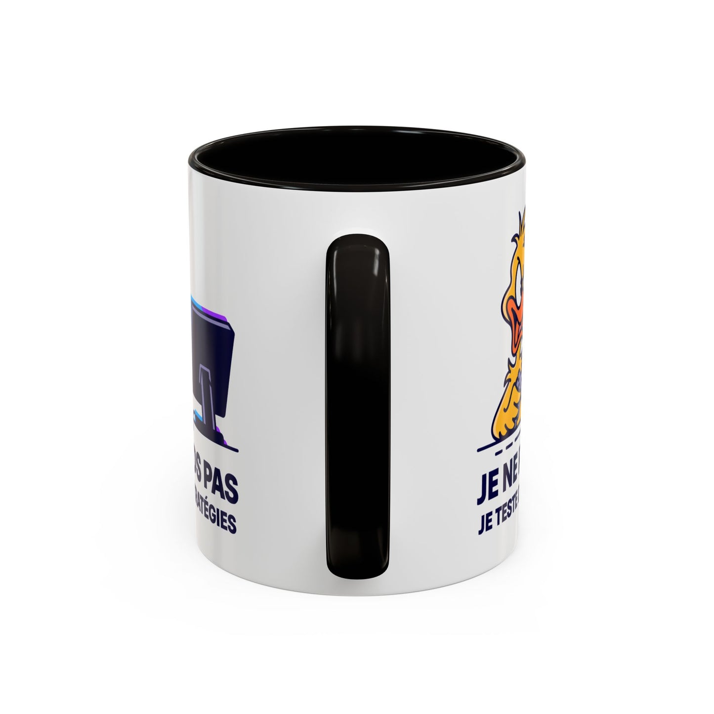 Mug Gamer Humour Canard – Je Ne Perds Pas Je Teste Des Stratégies – Tasse Gaming Drôle Console Jeux Vidéo – Cadeau Gamer Homme Femme – Céramique 325ml Noir Bleu Rouge