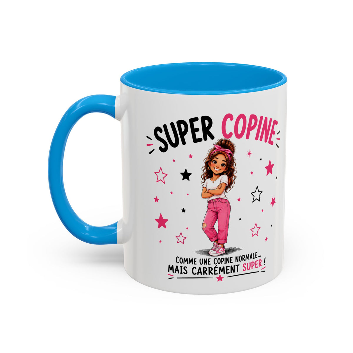 Mug Super Copine – Tasse Humoristique pour Amie – Idée Cadeau Originale pour une Super Copine – Anniversaire Noël Amitié noir bleu rouge