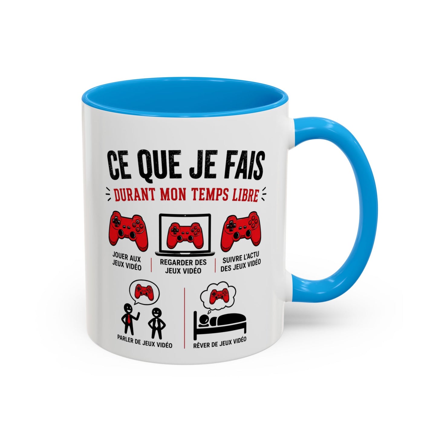 Mug Gamer Humour – Ce Que Je Fais Durant Mon Temps Libre – Tasse Jeux Vidéo Drôle Cadeau Original Céramique 325ml