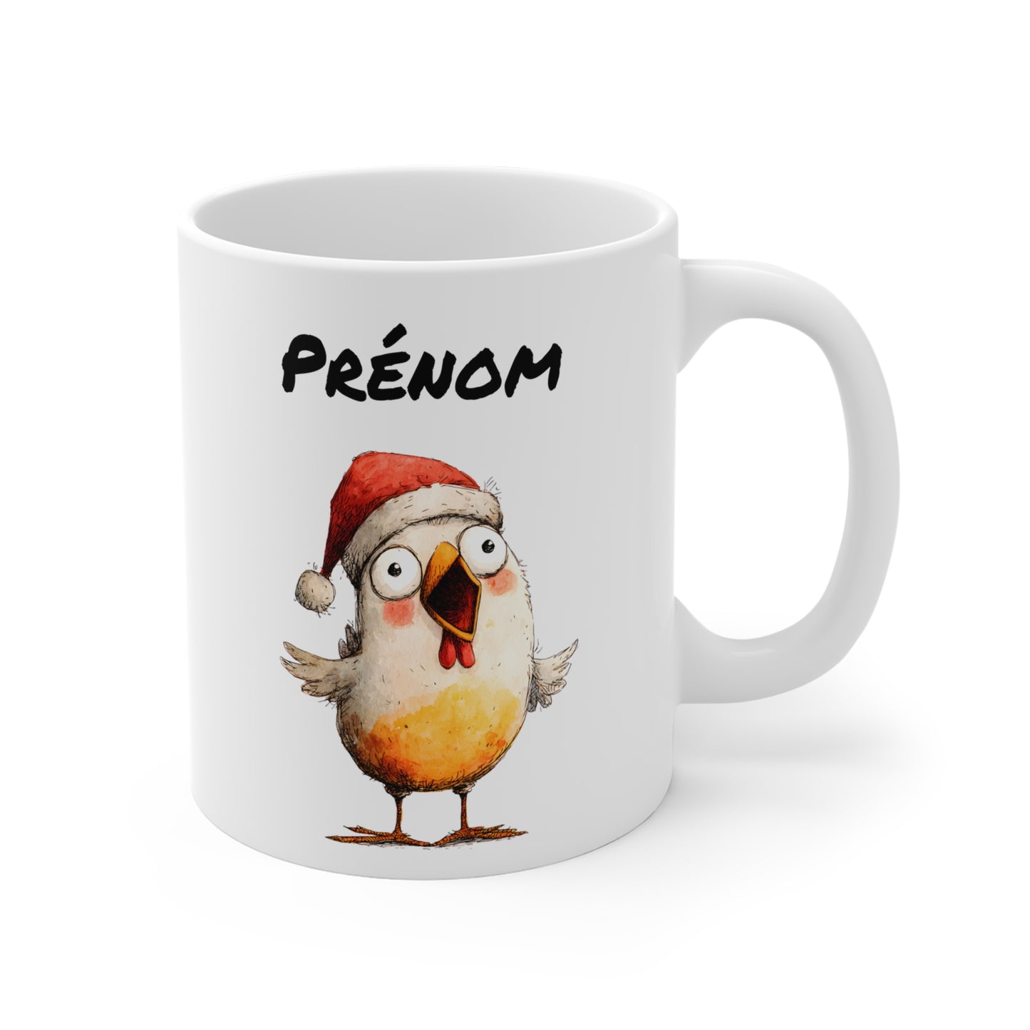 Tasse Personnalisable Oiseau Noël Marrant – Mug Prénom Festif – Cadeau Humoristique Hiver 325 ml