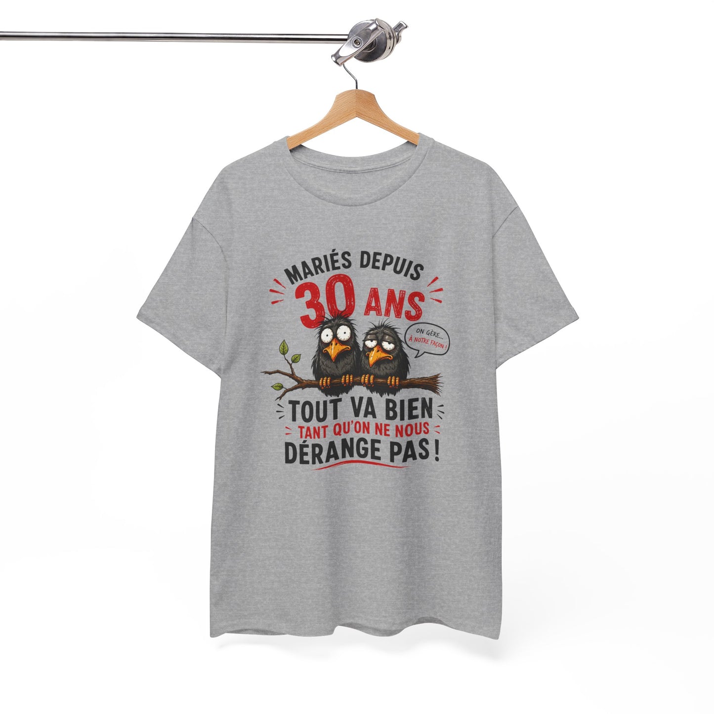 Tee-Shirt Homme Femme Mariés Depuis 30 Ans – Cadeau Anniversaire de Mariage Noces de Perle – Humour Couple Original
