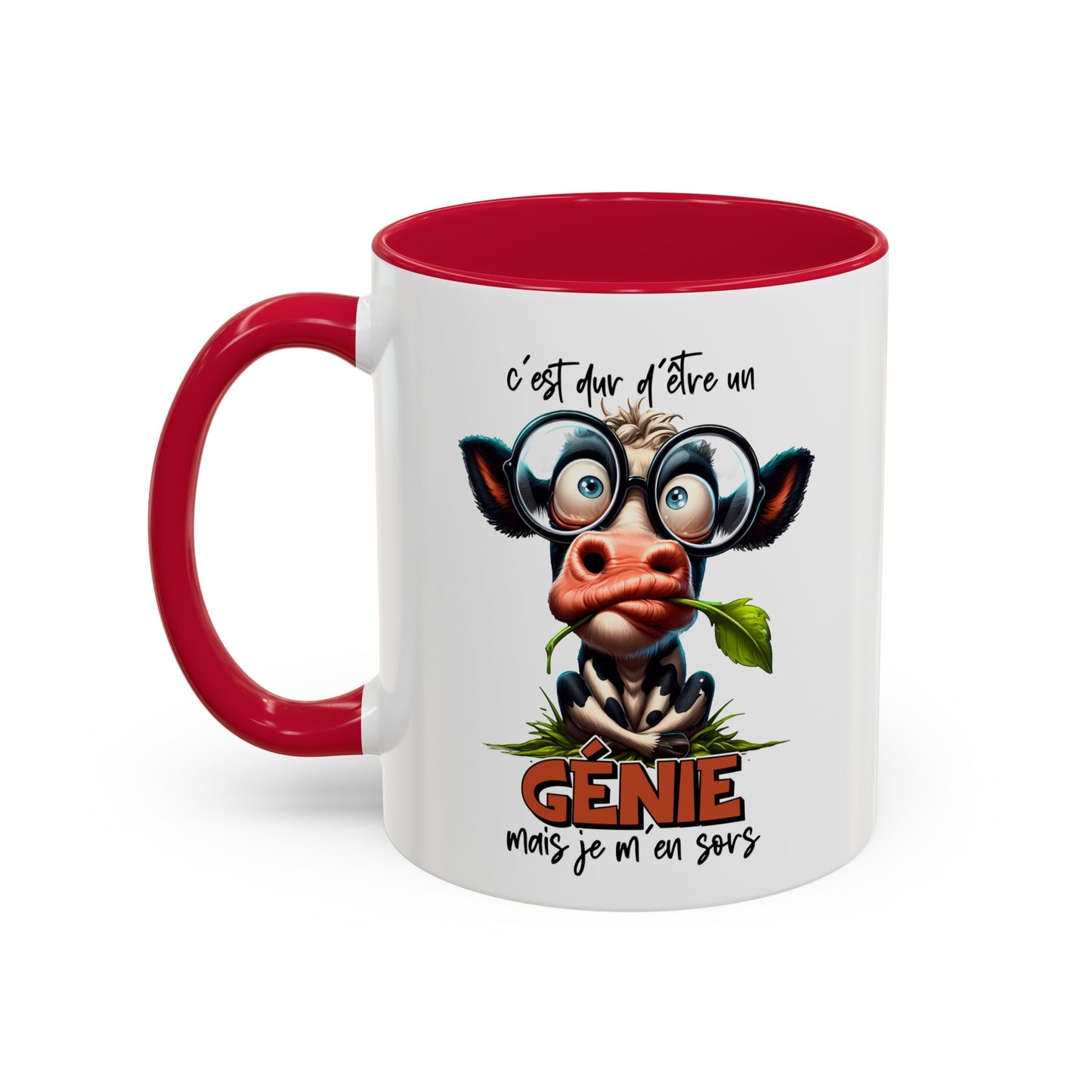 Tasse C’est Dur D’Être Un Génie Mais Je M’En Sors – Mug Humour Vache Drôle 325ml