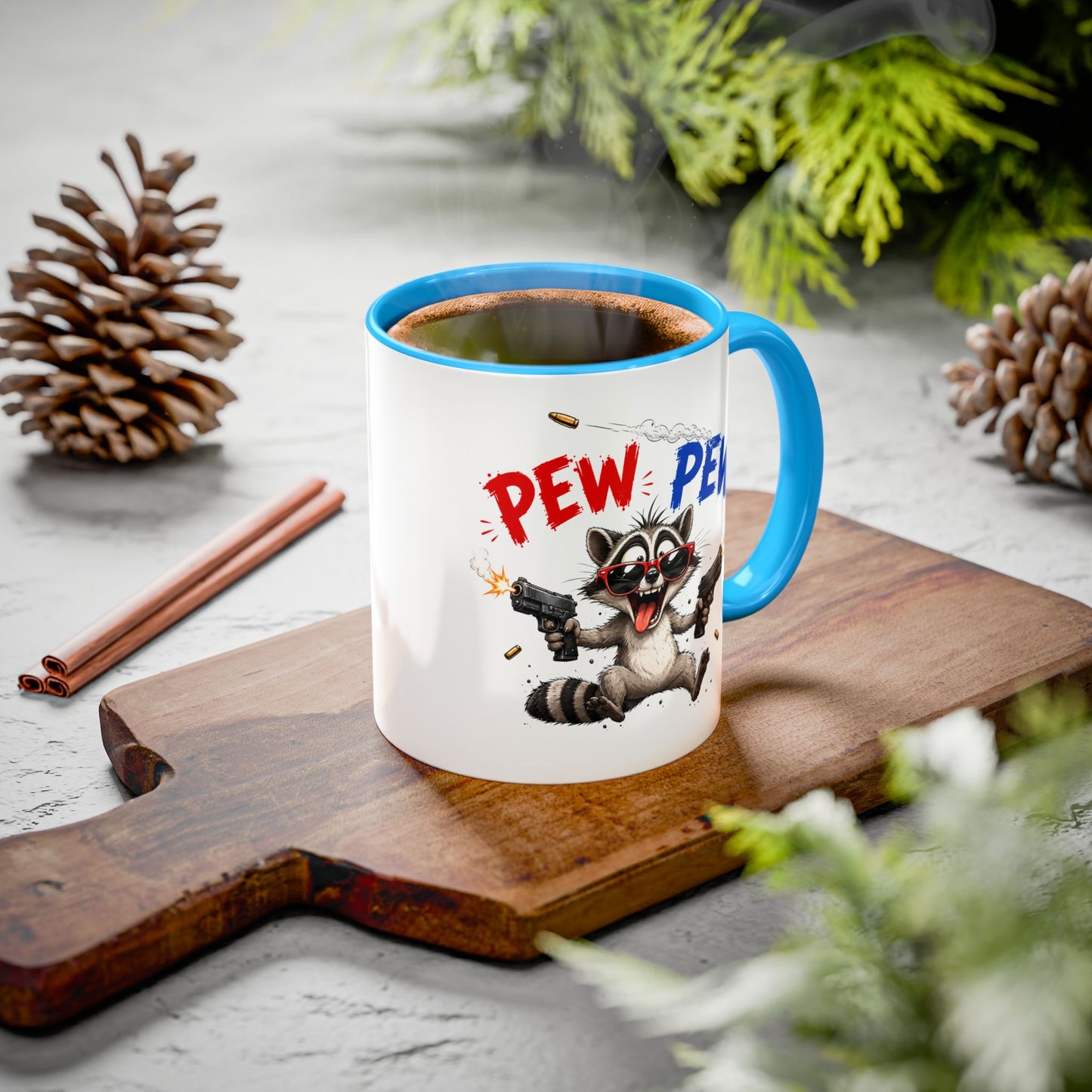 Tasse Pew Pew – Mug  Animal Raton Laveur Humour – Cadeau Drôle Homme Femme 325ml