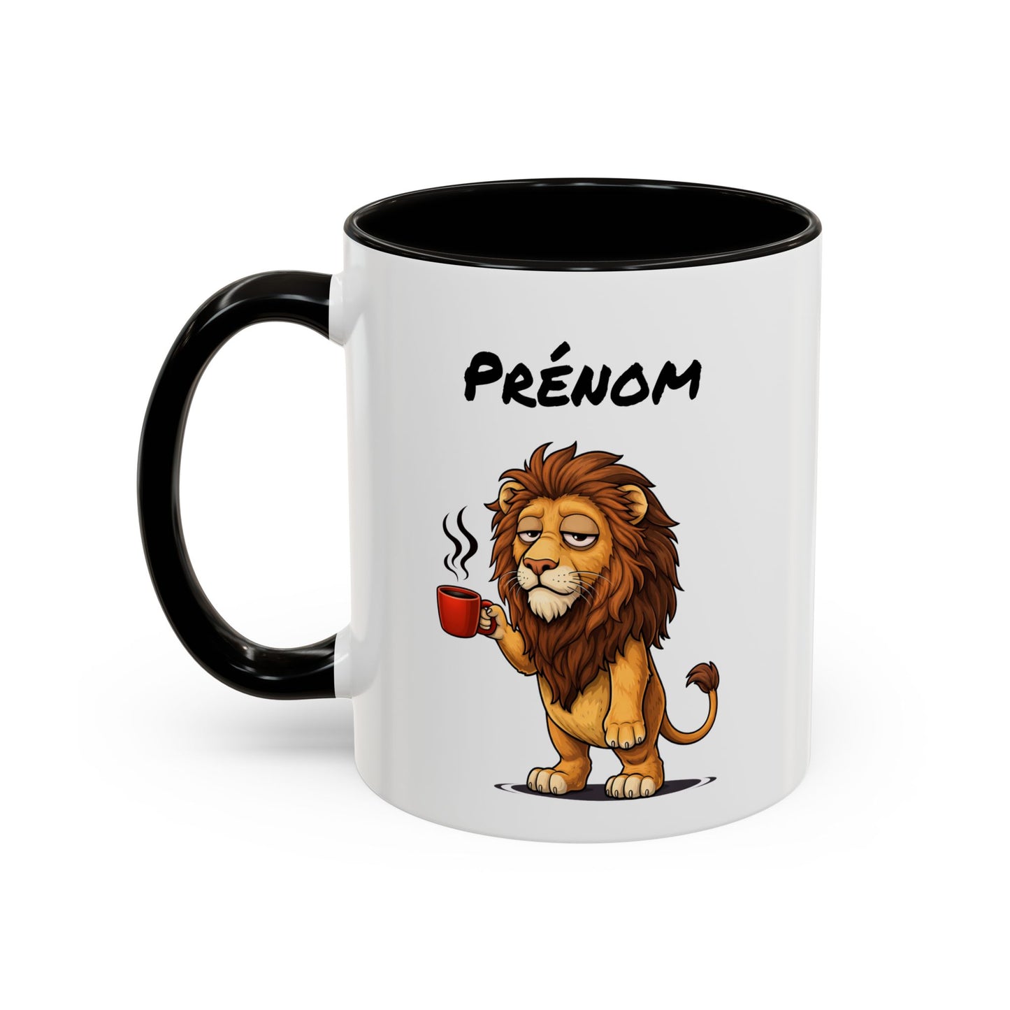 Tasse Lion avec Café – Mug Animal Sauvage Humoristique – Illustration Lion Fatigue 325ml