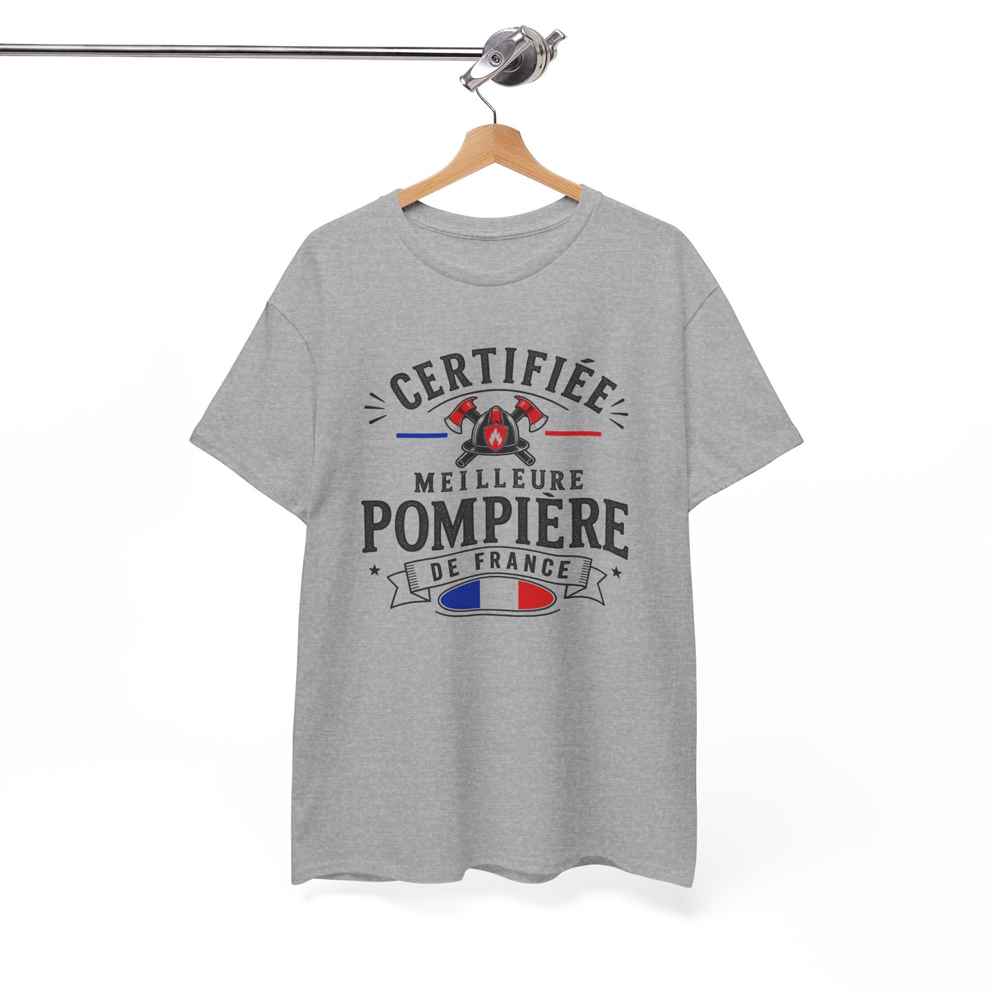 Tee Shirt Pompière Femme – Certifiée Meilleure Pompière de France – T-Shirt Métier Sapeur Pompier Cadeau Original Femme