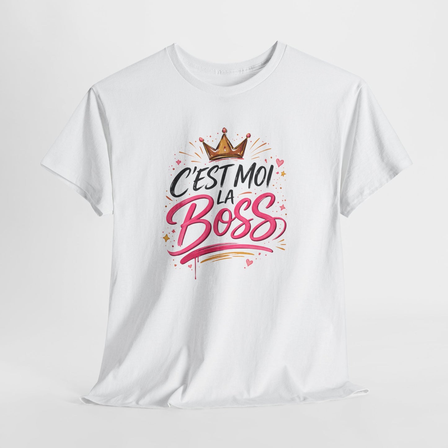 T-Shirt Femme "C’est Moi la Boss" – Design Couronne Rose – Tee-Shirt Humoristique Confiance Girl Power