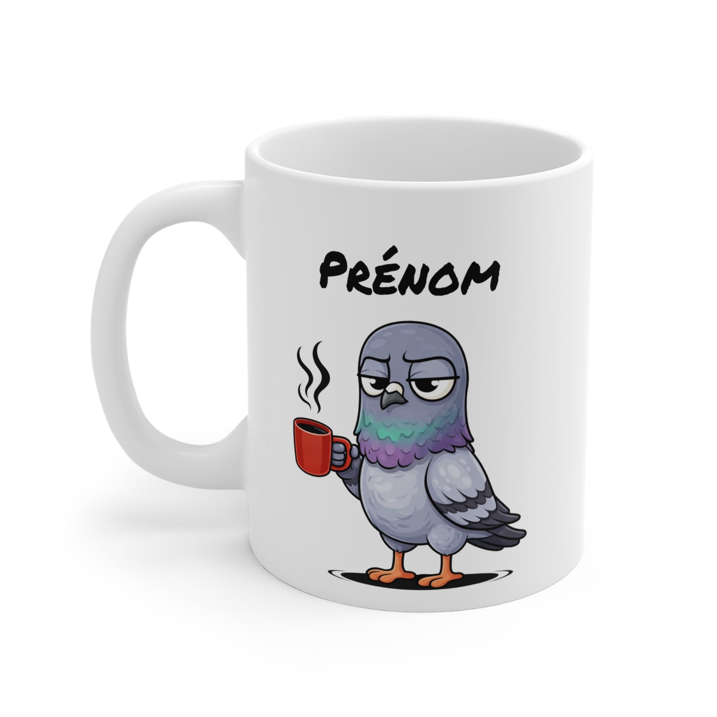 Mug Pigeon Fatigué Personnalisable 325ml – Tasse Café Humour Animal Urbain Drôle Réveil Difficile Bureau Cadeau