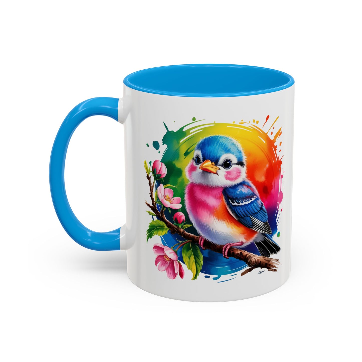 Mug Oiseau Multicolore – Tasse Design Artistique Oiseau et Fleurs Nature – Cadeau Original 325ml