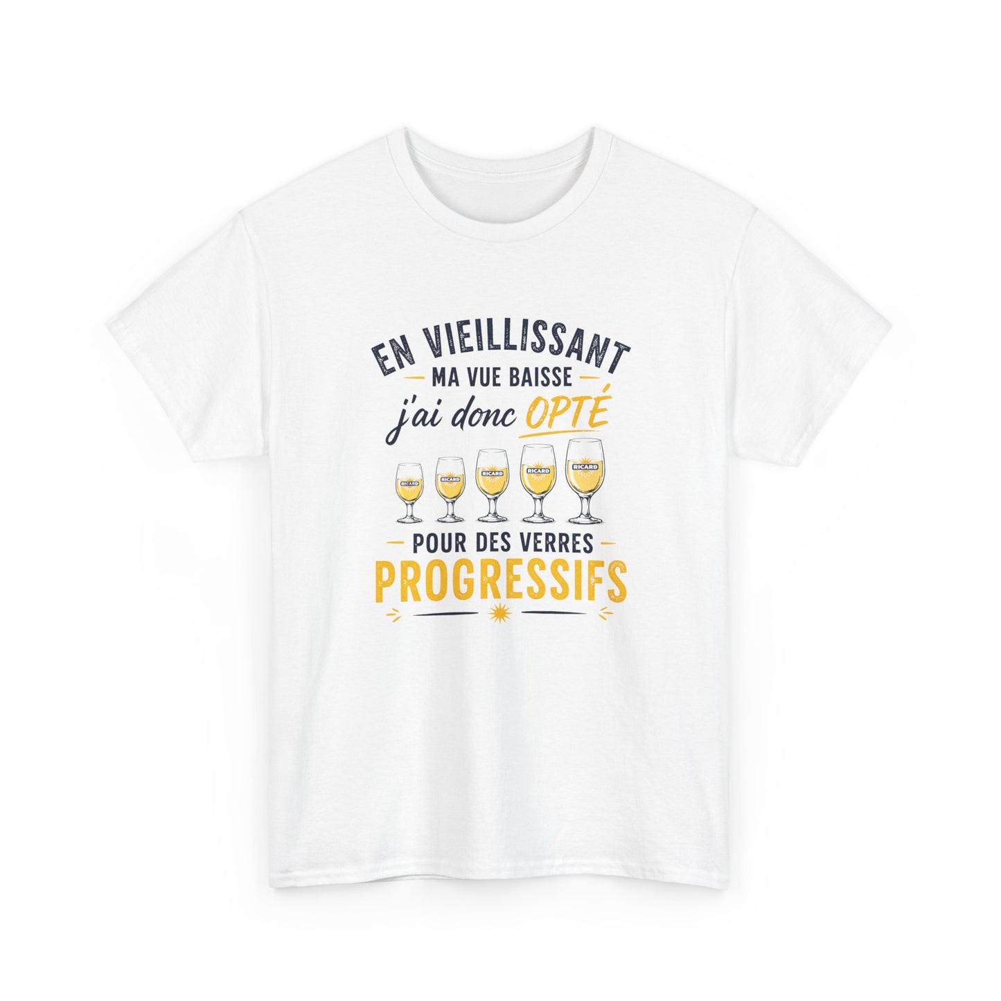 T-Shirt Humour Pastis Verres Progressifs – Tee Shirt Drôle Apéro Alcool Citation Amusante Adulte – Cadeau Ami Apéritif Noir Blanc Gris