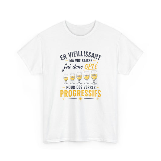 T-Shirt Humour Pastis Verres Progressifs – Tee Shirt Drôle Apéro Alcool Citation Amusante Adulte – Cadeau Ami Apéritif Noir Blanc Gris