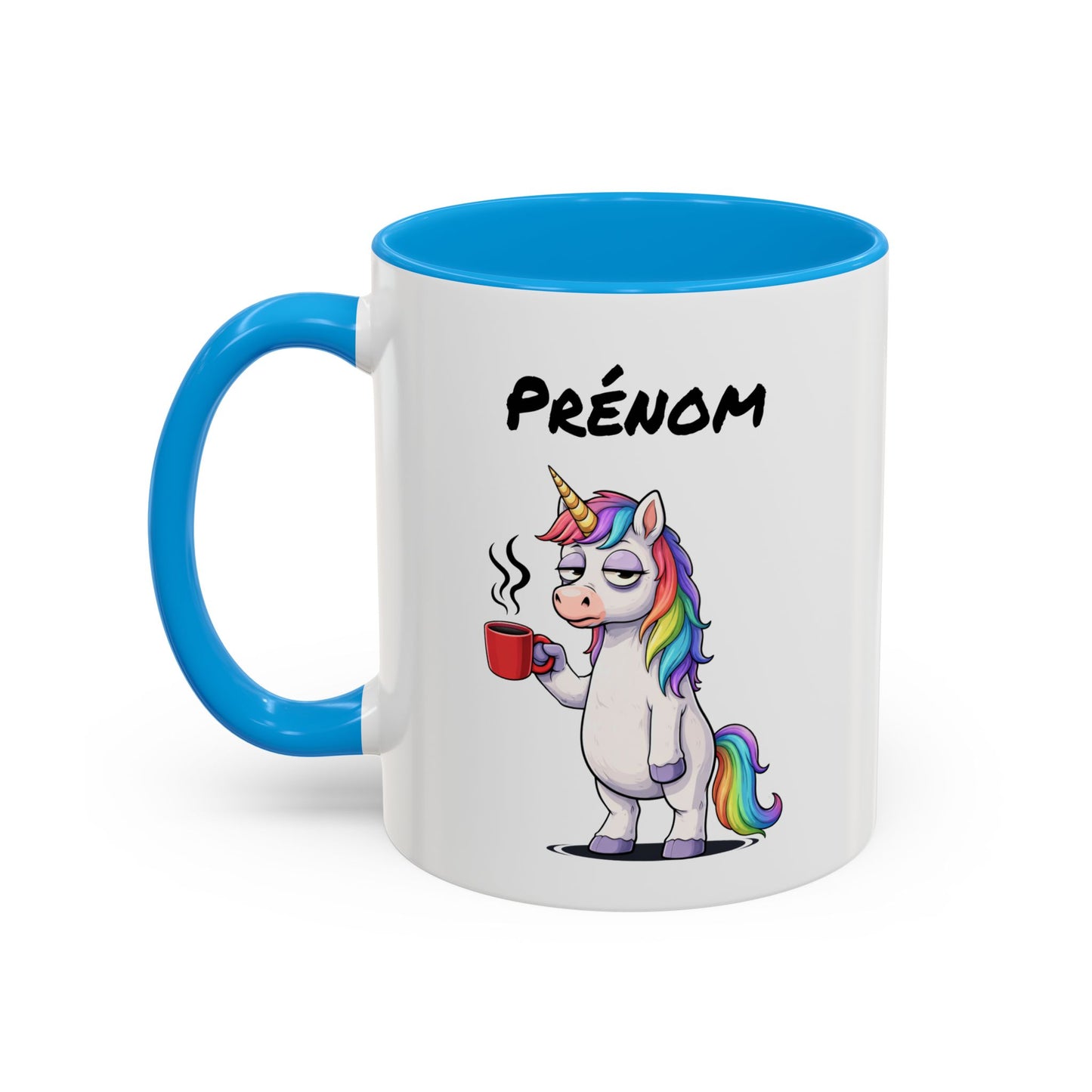 Tasse Licorne Fatiguée avec Café – Mug Fantaisie Arc-en-ciel – Illustration Animal Mignon 325ml