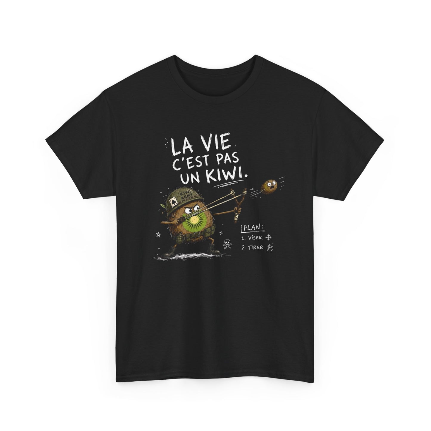 Tee-Shirt La Vie C'est Pas Un Kiwi Homme et Femme – Kiwi Soldat Humour Absurde Cadeau Drôle Original
