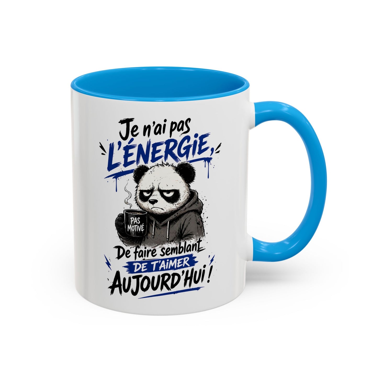 Mug Panda Fatigué Humoristique – Je n’ai pas l’énergie de faire semblant aujourd’hui – Tasse Café Drôle Motivation 325ml