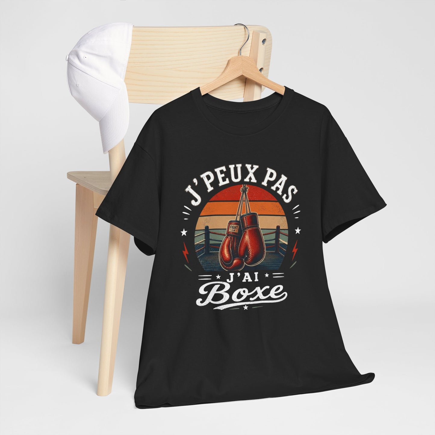 T-Shirt Boxe Homme Femme – J’Peux Pas J’Ai Boxe – Tee Shirt Boxeur Boxeuse Vintage Gants Ring Entraînement Sport de Combat Cadeau Passion Boxe