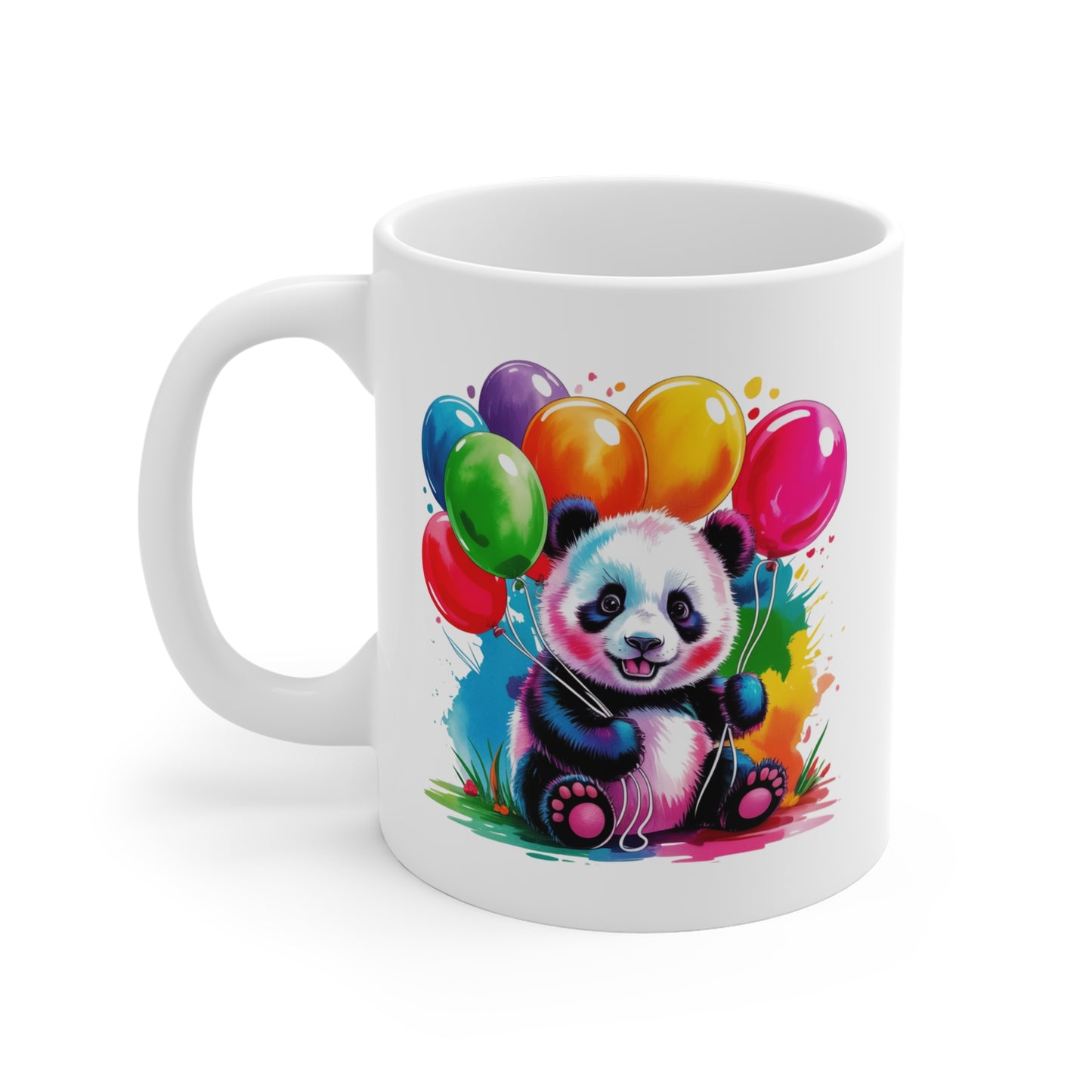 Mug Panda Kawaii avec Ballons Arc-en-Ciel – Tasse Animal Mignon et Colorée – Design Joyeux et Fantaisie – Cadeau Original Panda Lovers – Céramique 325ml