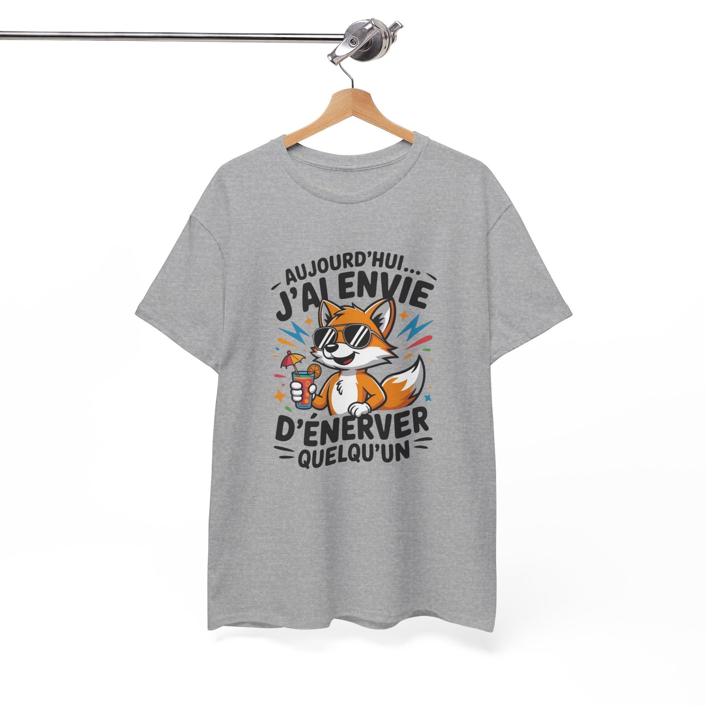 T-Shirt Humoristique Renard Homme Femme – Tee Shirt Drôle Sarcastique – Cadeau Fun Adulte Noir Blanc Gris