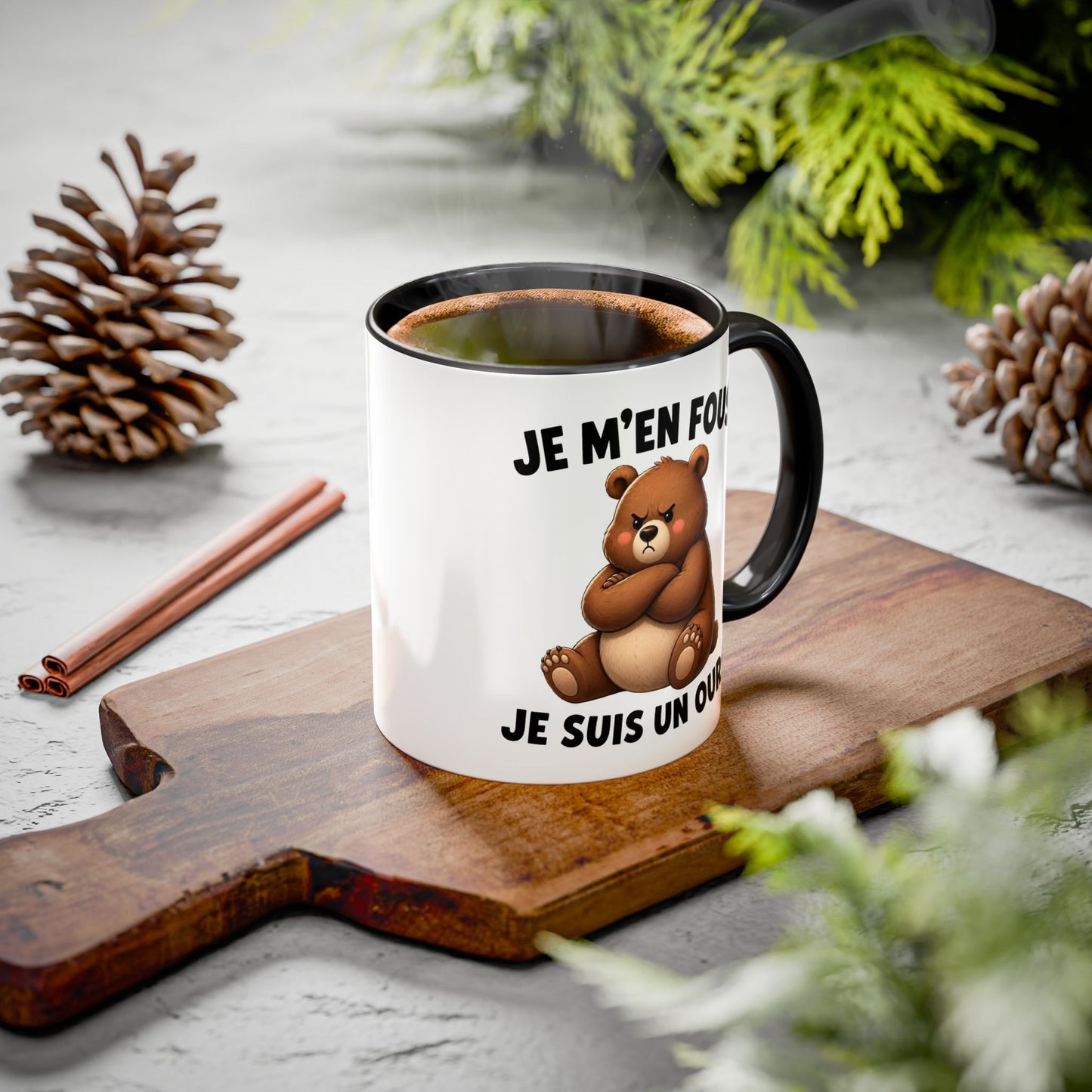 Tasse Je M’en Fous Je Suis un Ours – Mug Ours Humoristique – Cadeau Femme Homme Amoureux des Animaux 325ml