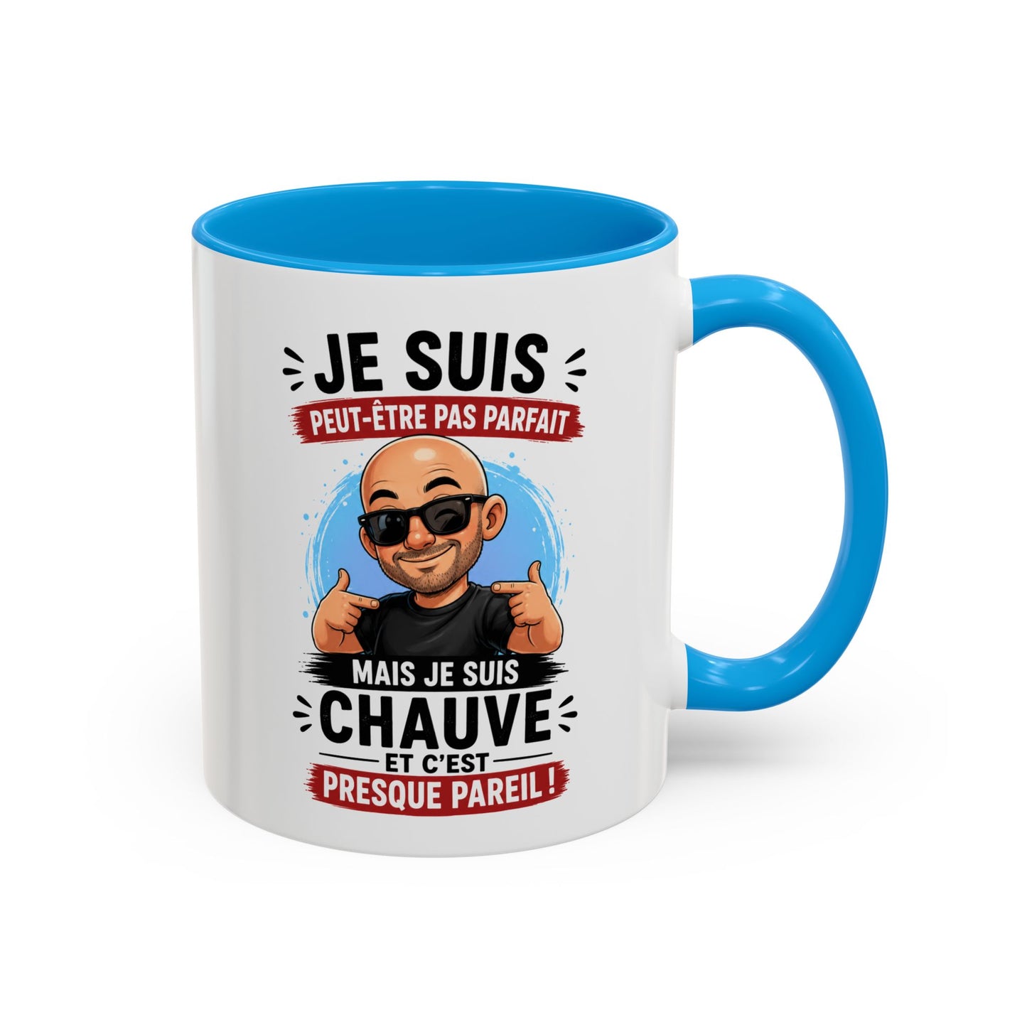 Tasse Je Suis Peut-Être Pas Parfait Mais Je Suis Chauve – Mug Humour Homme Chauve – Cadeau Homme 325ml