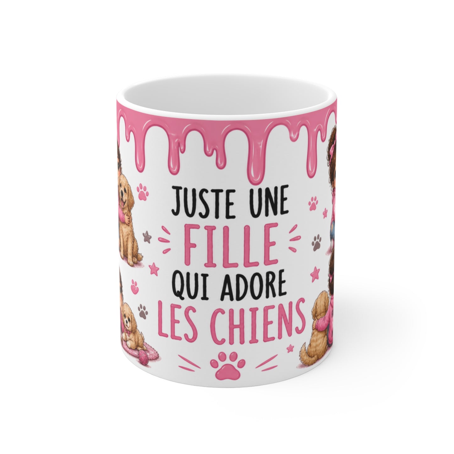 Tasse Juste Une Fille Qui Adore Les Chiens – Mug Chien Fille Passion Chiot Cadeau Amoureuse des Chiens Femme Enfant 325ml
