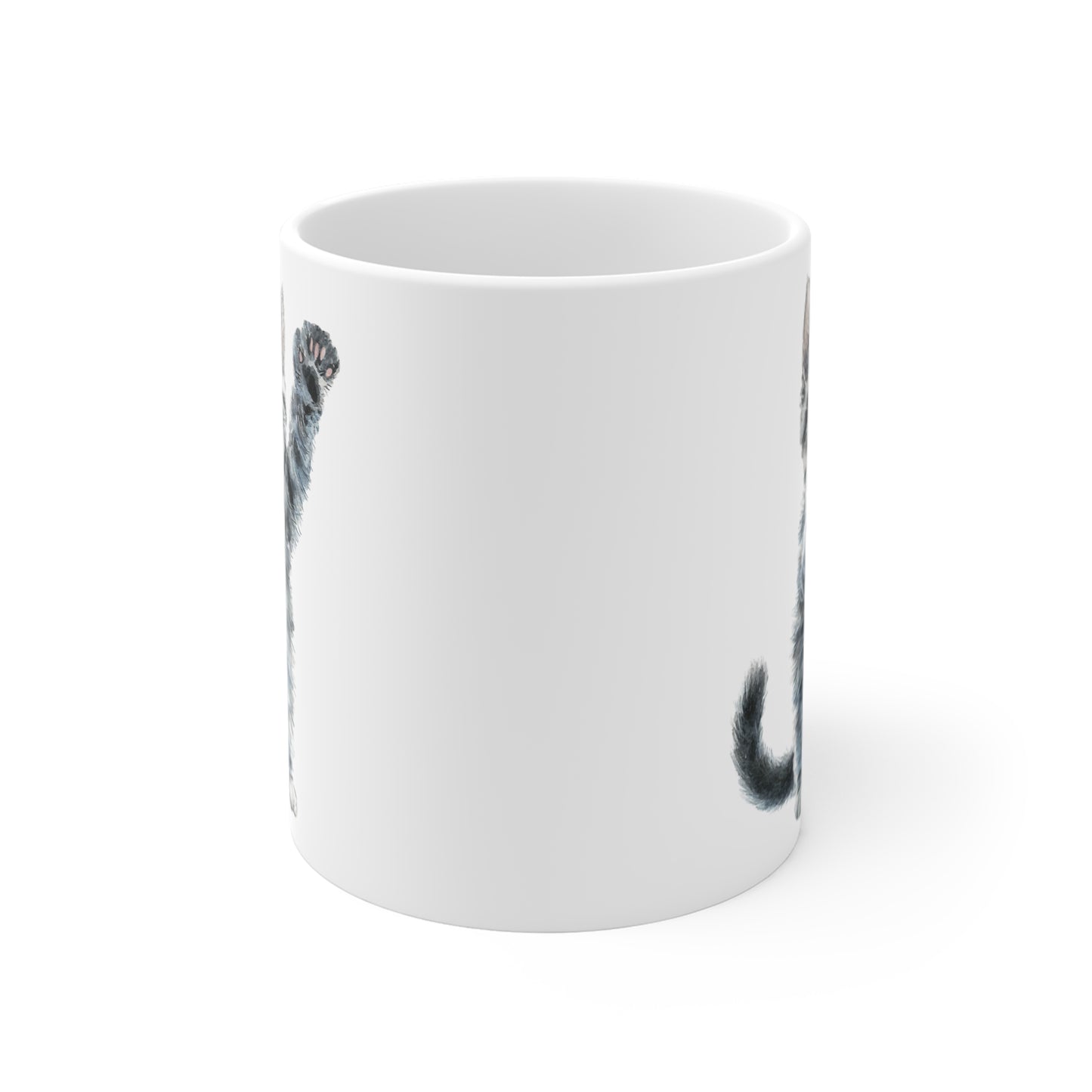 Tasse Chaton Gris Aquarelle – Mug Céramique 325 ml – Cadeau Mignon pour Amoureux des Chats